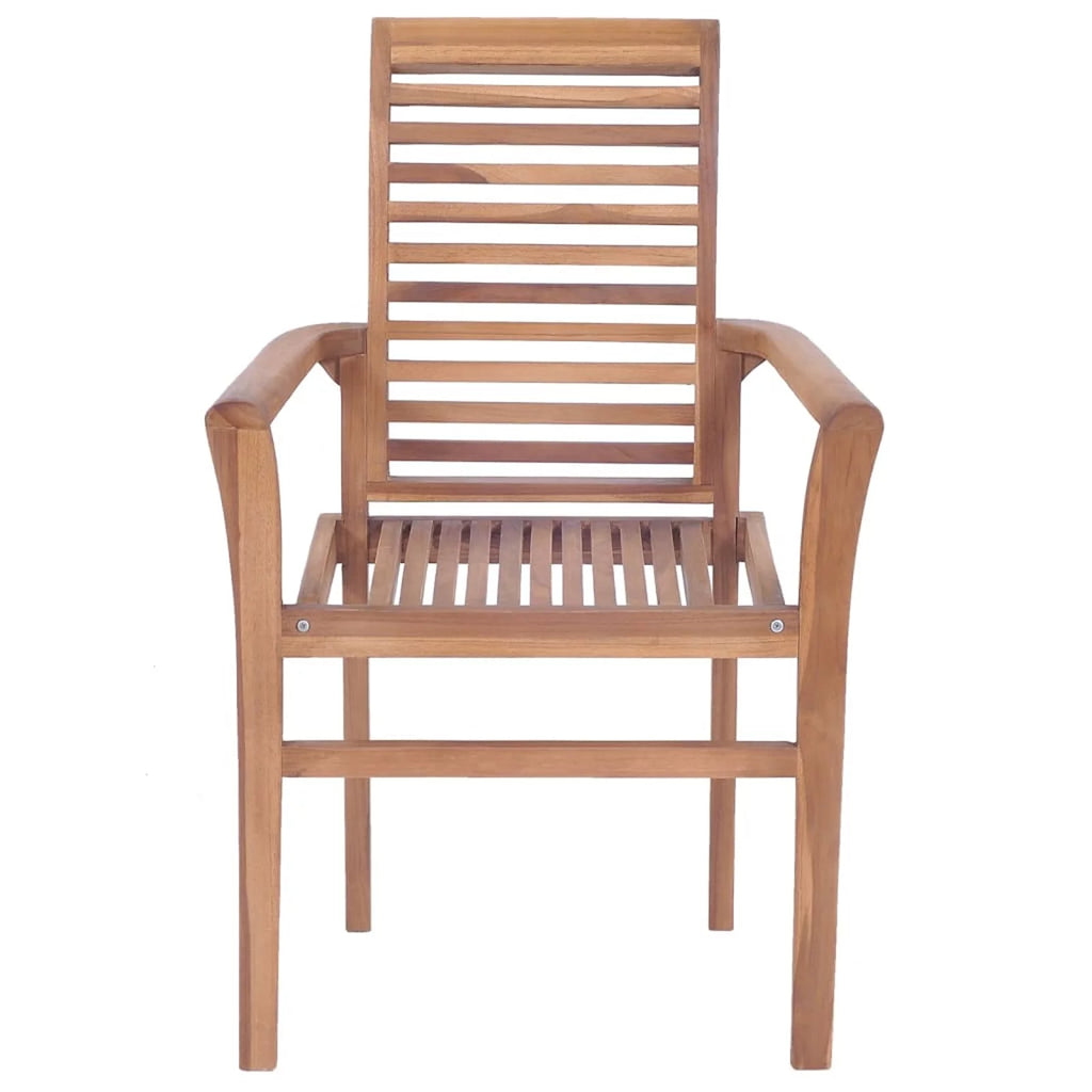 6 Pcs Teak Wood Dining Chairs with Gray Cushions E307817