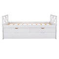 White Solid Pine Wood Daybed with Two Drawers and Trundle G769583