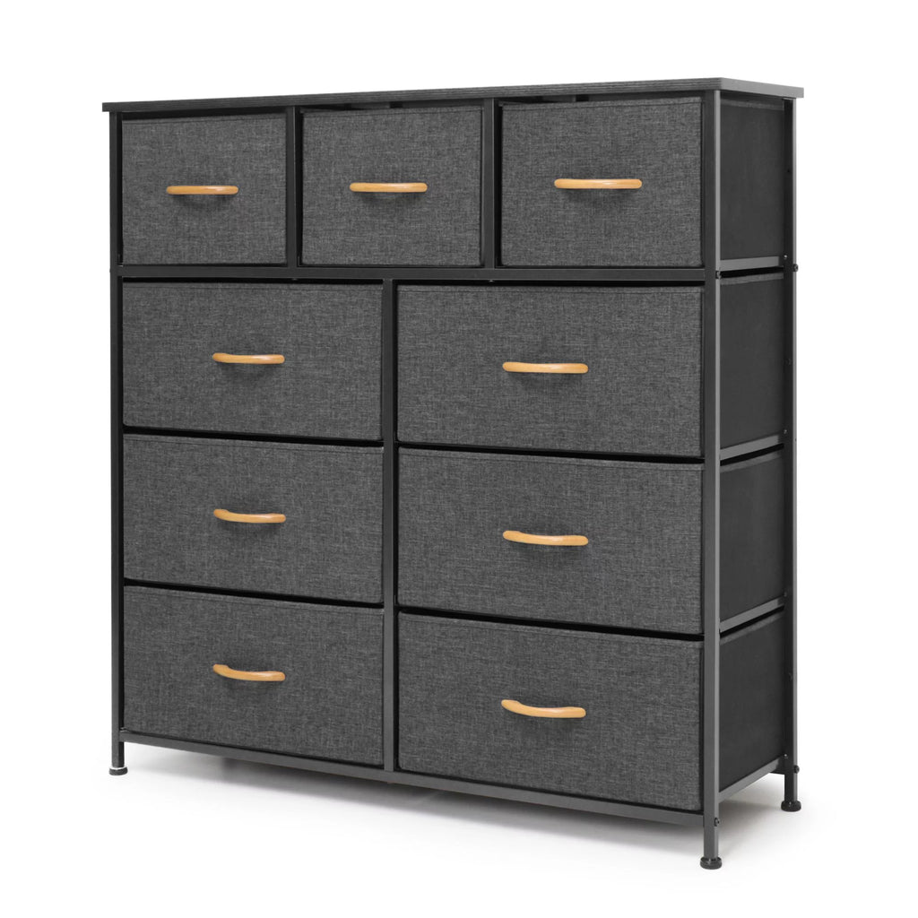 Gray 9 Drawer Dresser Storage Tower T2534