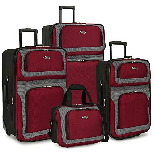 Blue 3-Piece Set Lightweight Expandable Softside Rolling Luggage J5801