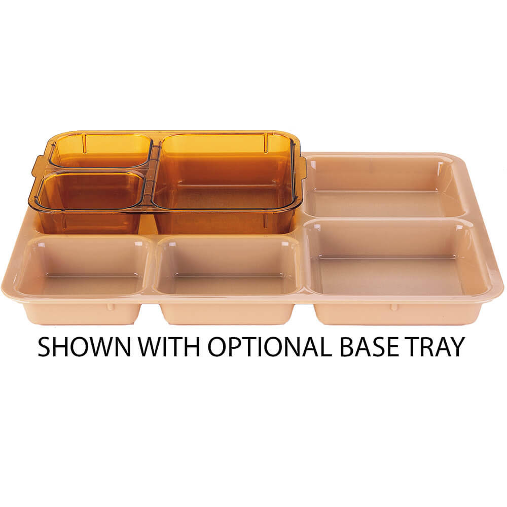 Heat Resistant Plastic Amber 3 Compartment Insert Tray J7511