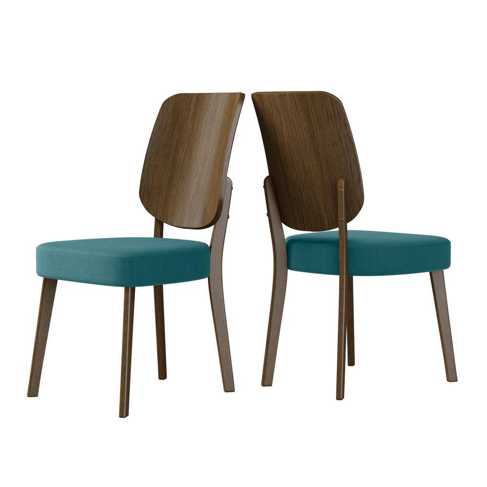 Caribbean Blue Linen Armless Side Chair Set of 2 O274143