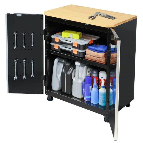 24-Gauge Steel 2-Door Garage Base Cabinet in Black X26935