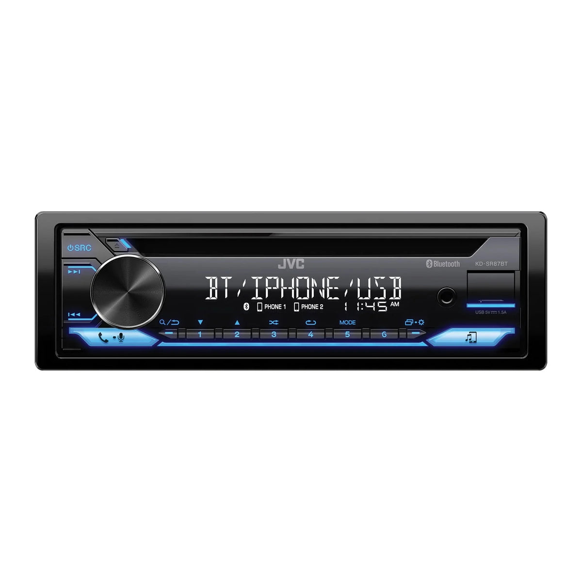 Single DIN Car Stereo CD Player with Bluetooth USB AM/FM Radio W185
