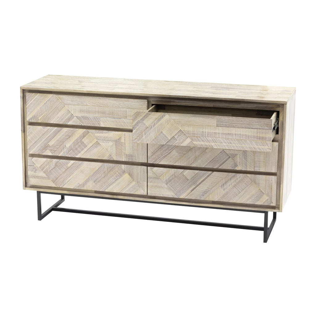 6 Drawer Natural Acacia Wood Dresser D96677
