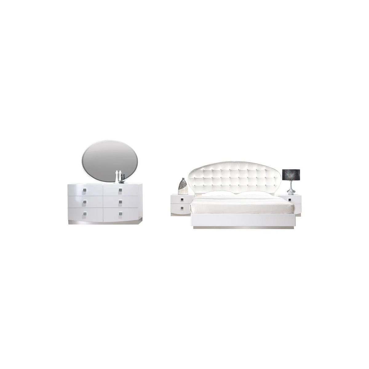 White 5-Piece Faux Leather Bedroom Set S514
