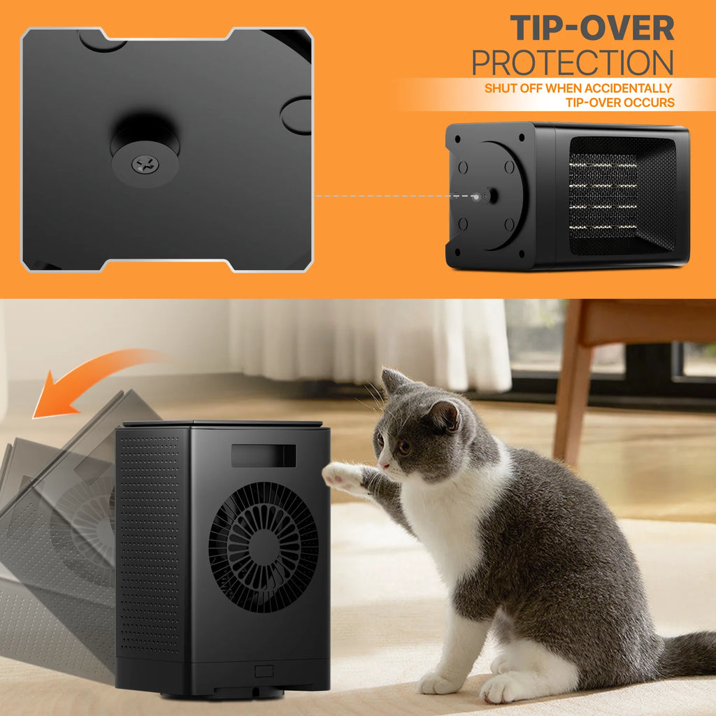 1500W PTC Electric Space Heater with Timer, Black V828