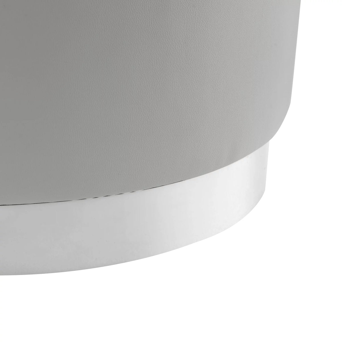 Leather or Velvet Cocktail Ottoman with Chrome or Gold Trim Base Y627