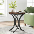 Rustic Round Side Table with Metal Frame N58968
