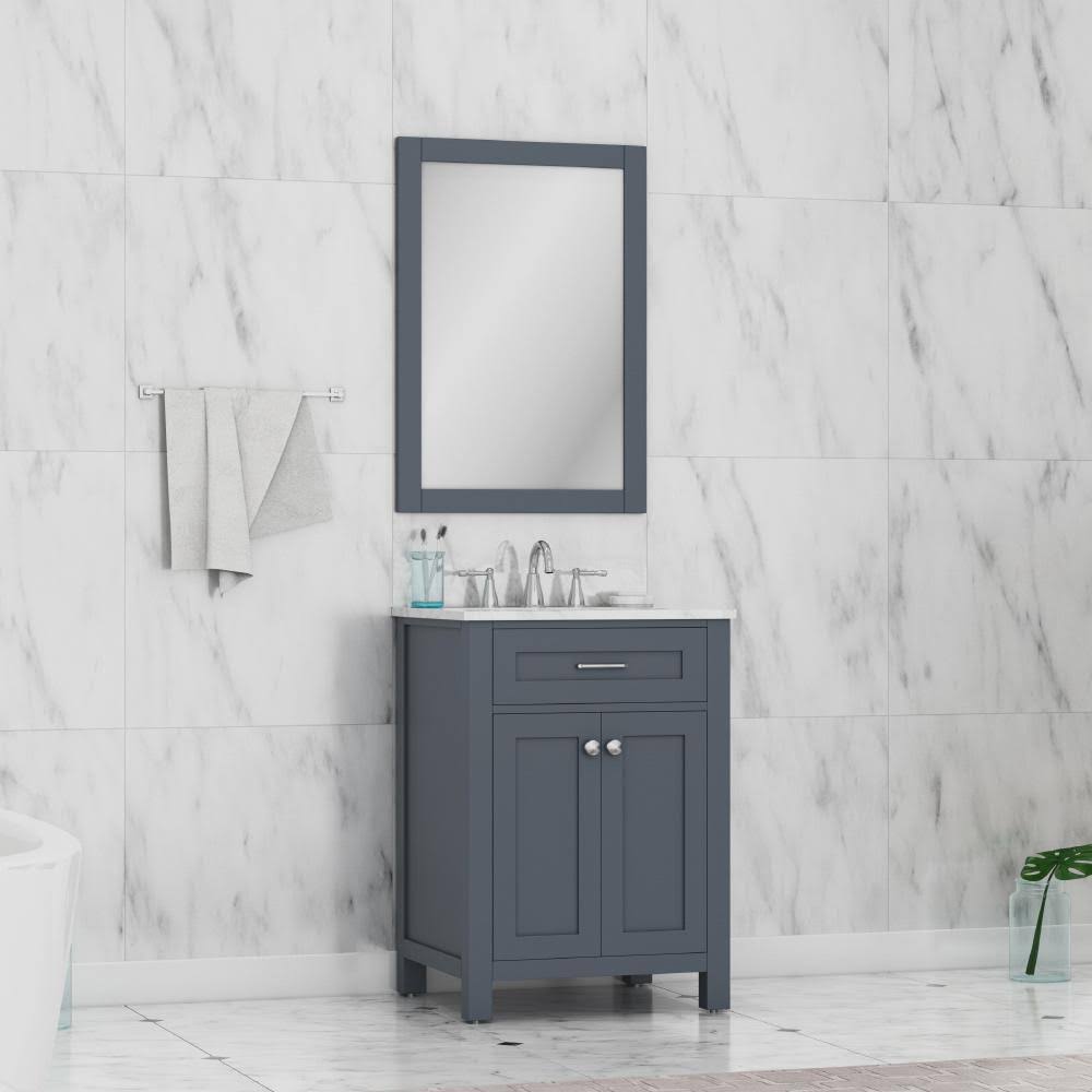 24 in. Single Gray Bathroom Vanity with Carrera Marble Top C591