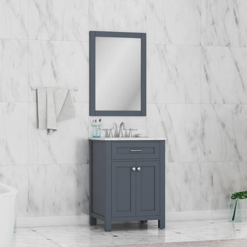 24 in. Single Gray Bathroom Vanity with Carrera Marble Top C591