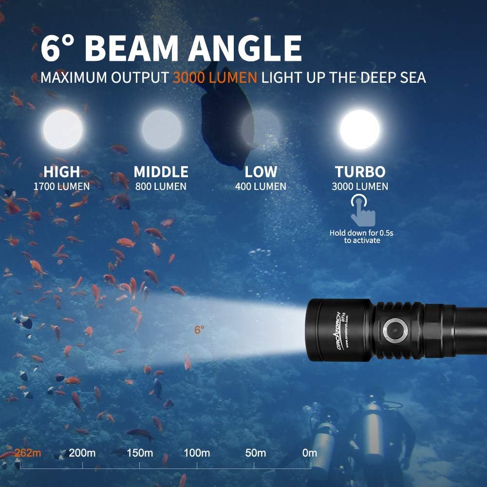 3000 Lumen IP68 Waterproof Underwater Flashlight I581