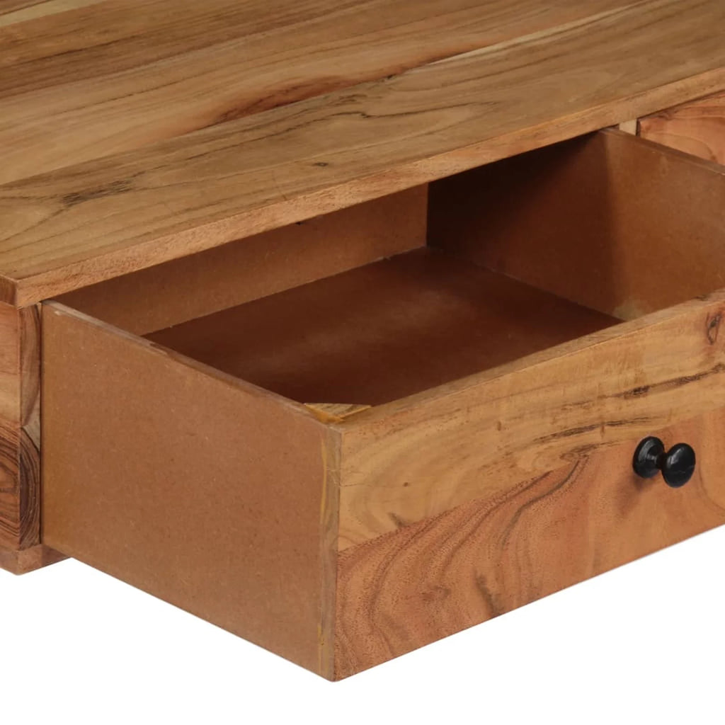Wall Computer Desk with Storage Drawers and Book Shelf Acacia Wood Iron Frame A547