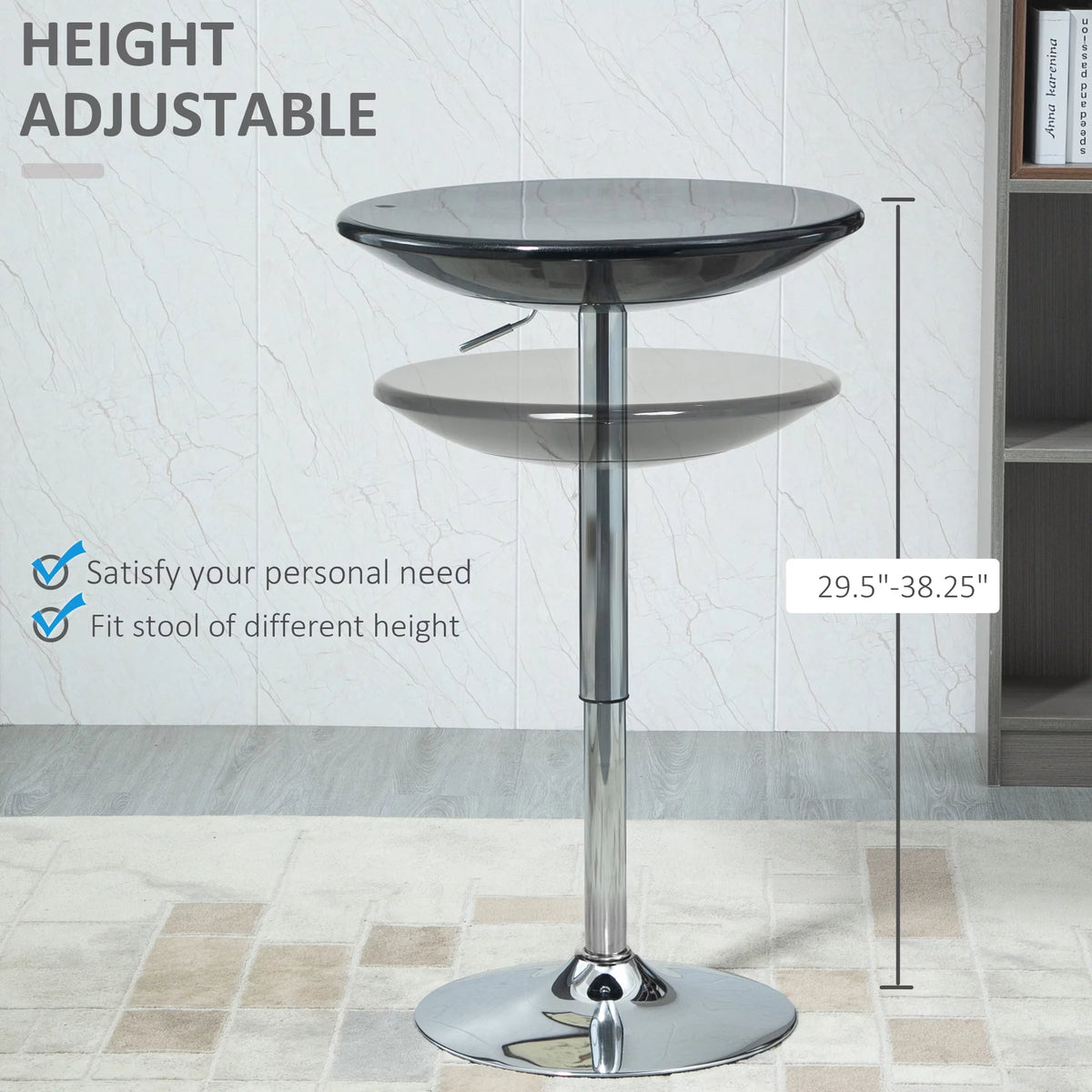 Round Adjustable Bar Table with Metal Base T1589
