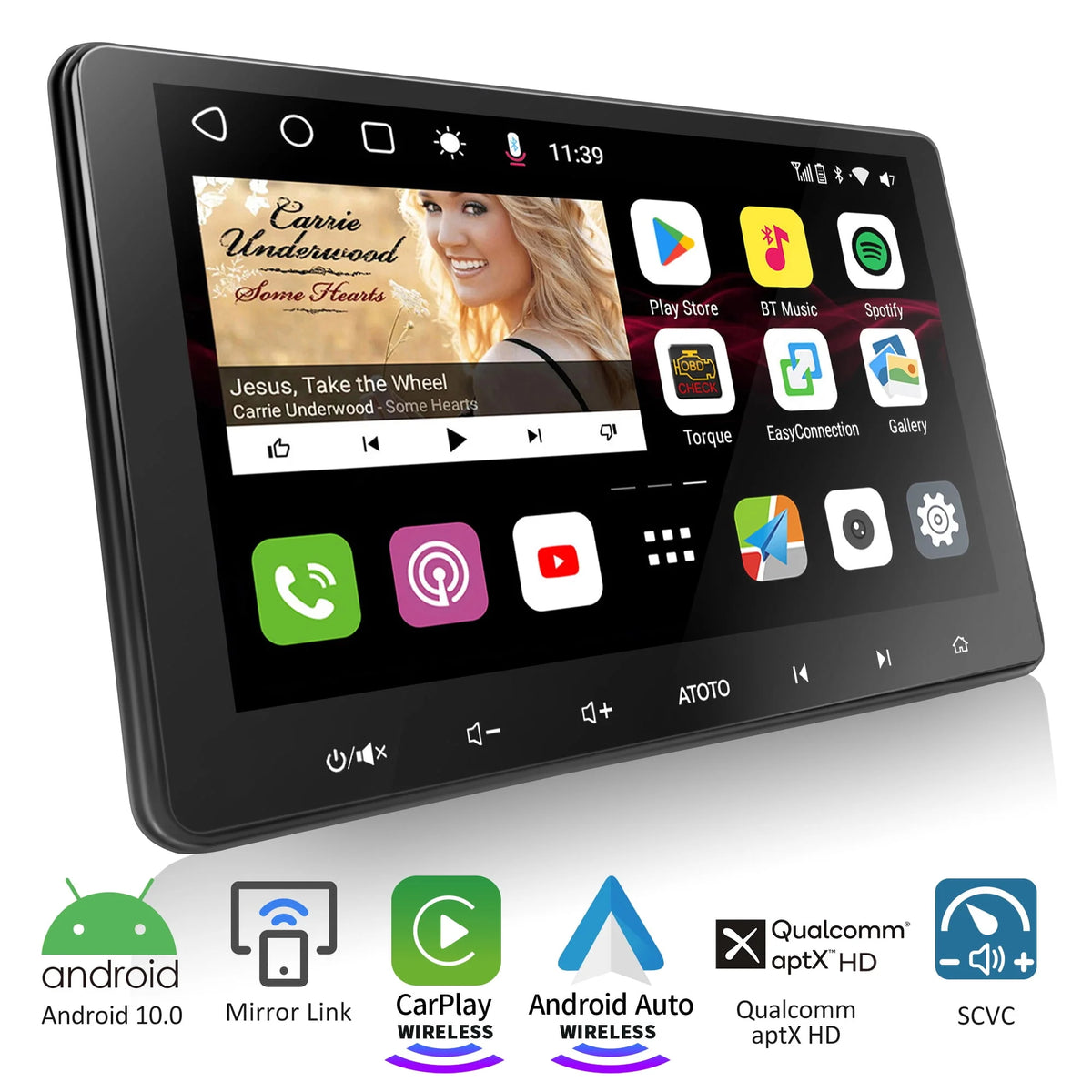 10.1 inch QLED Double Din Car Stereo with Wireless Apple Carplay & Wireless Android Auto G8866