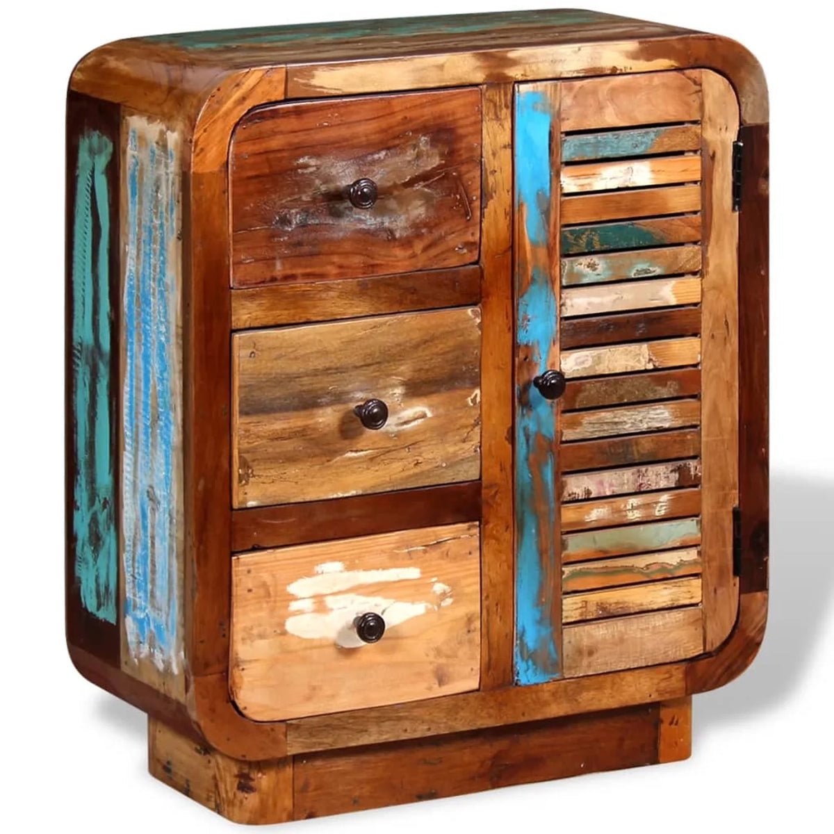 Sideboard Cupboard Cabinet with a Door and 3 Drawers Solid Reclaimed Wood B9955