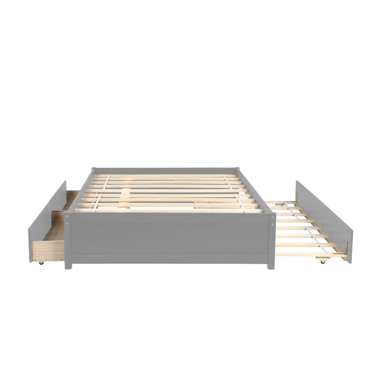Beige Queen Size Upholstered Platform Bed Frame with Wooden Slats X91000