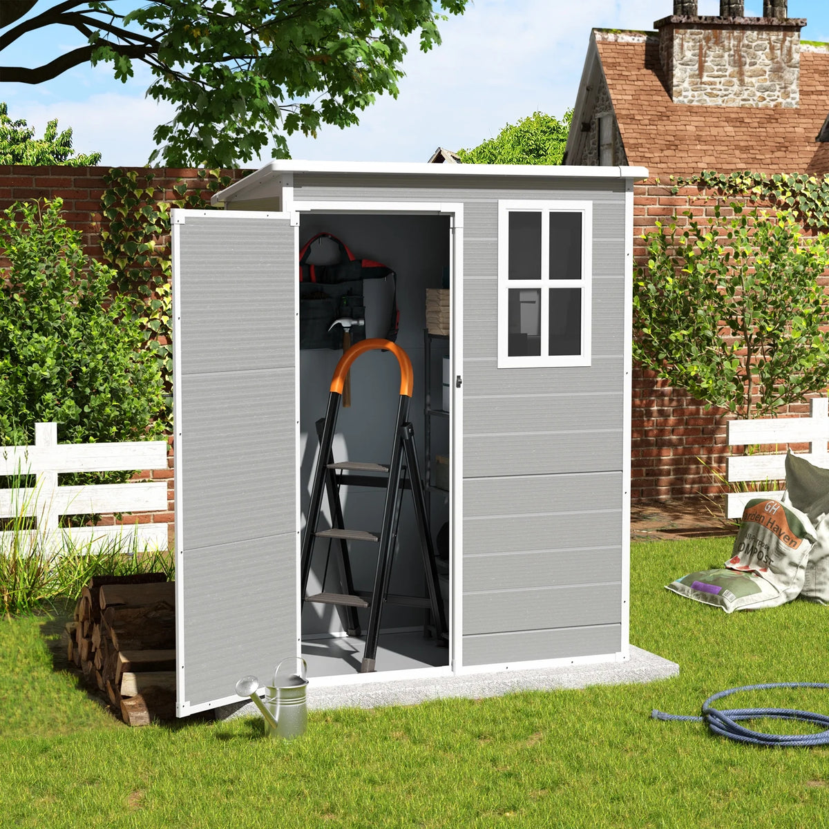 5x3 FT Resin Outdoor Storage Shed with Lockable Door U434