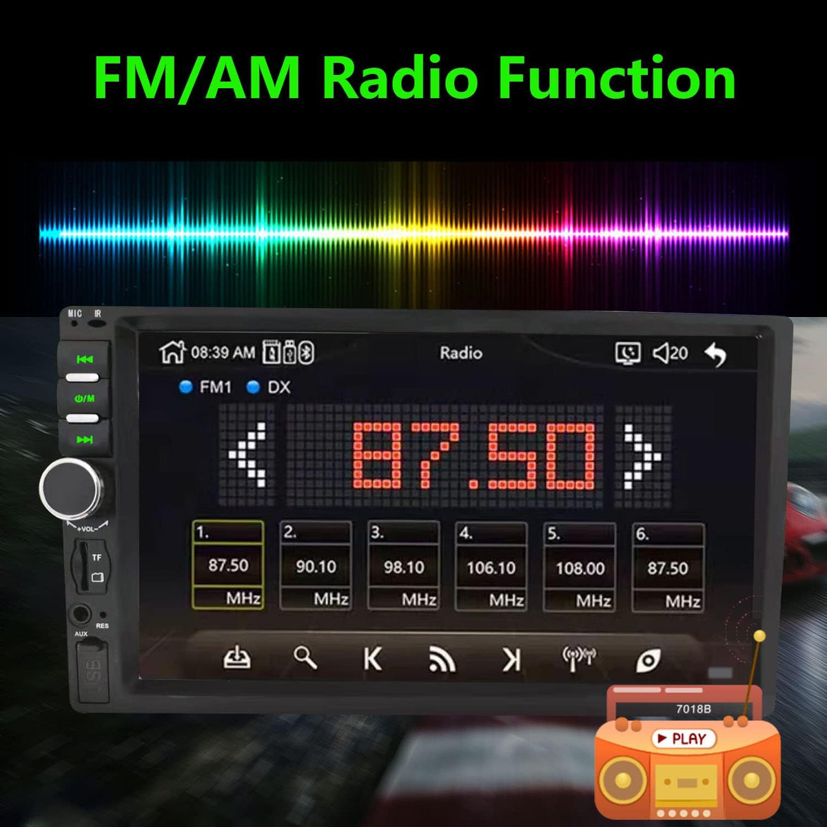 Double Din Car Stereo with Bluetooth and Backup Camera P658