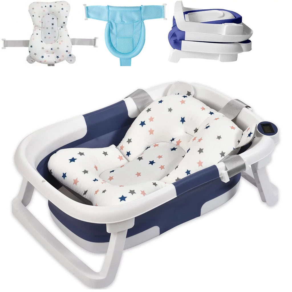 Collapsible Baby Bathtub with Thermometer, Cushion and Bath Net N506