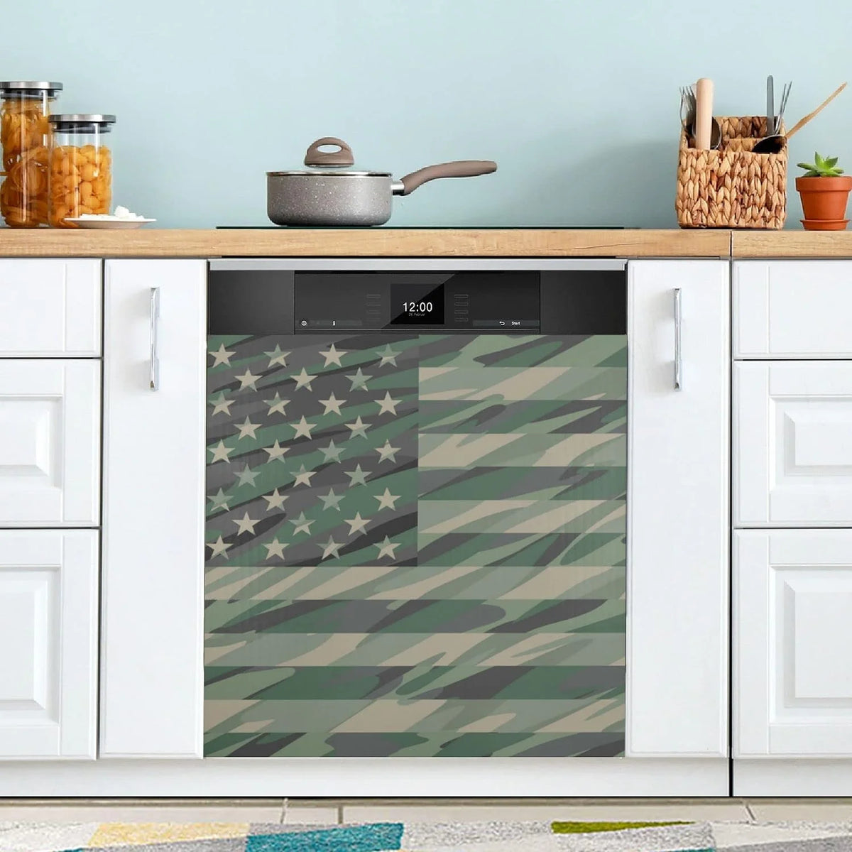 Military Camouflage American Flag Dishwasher Magnet Cover 23" x 26" G54736
