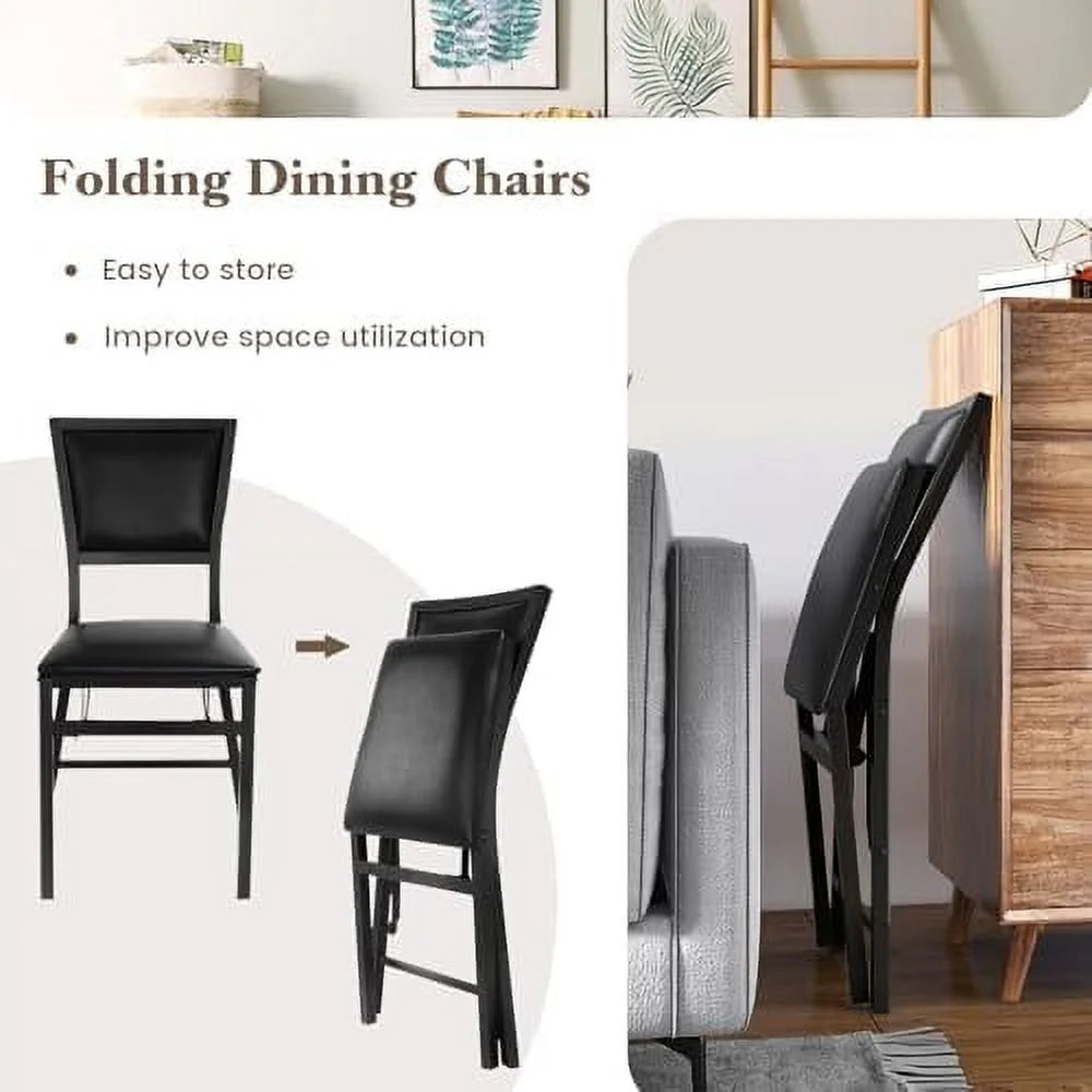 Folding Chairs Set of 4 Padded Metal Space Saving N735