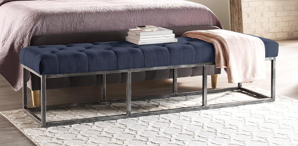 Tufted Bench with Iron Legs Y82969