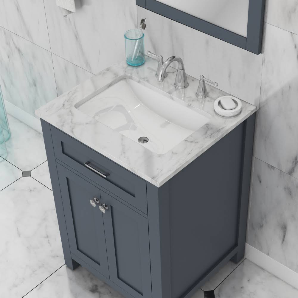 24 in. Single Gray Bathroom Vanity with Carrera Marble Top C591