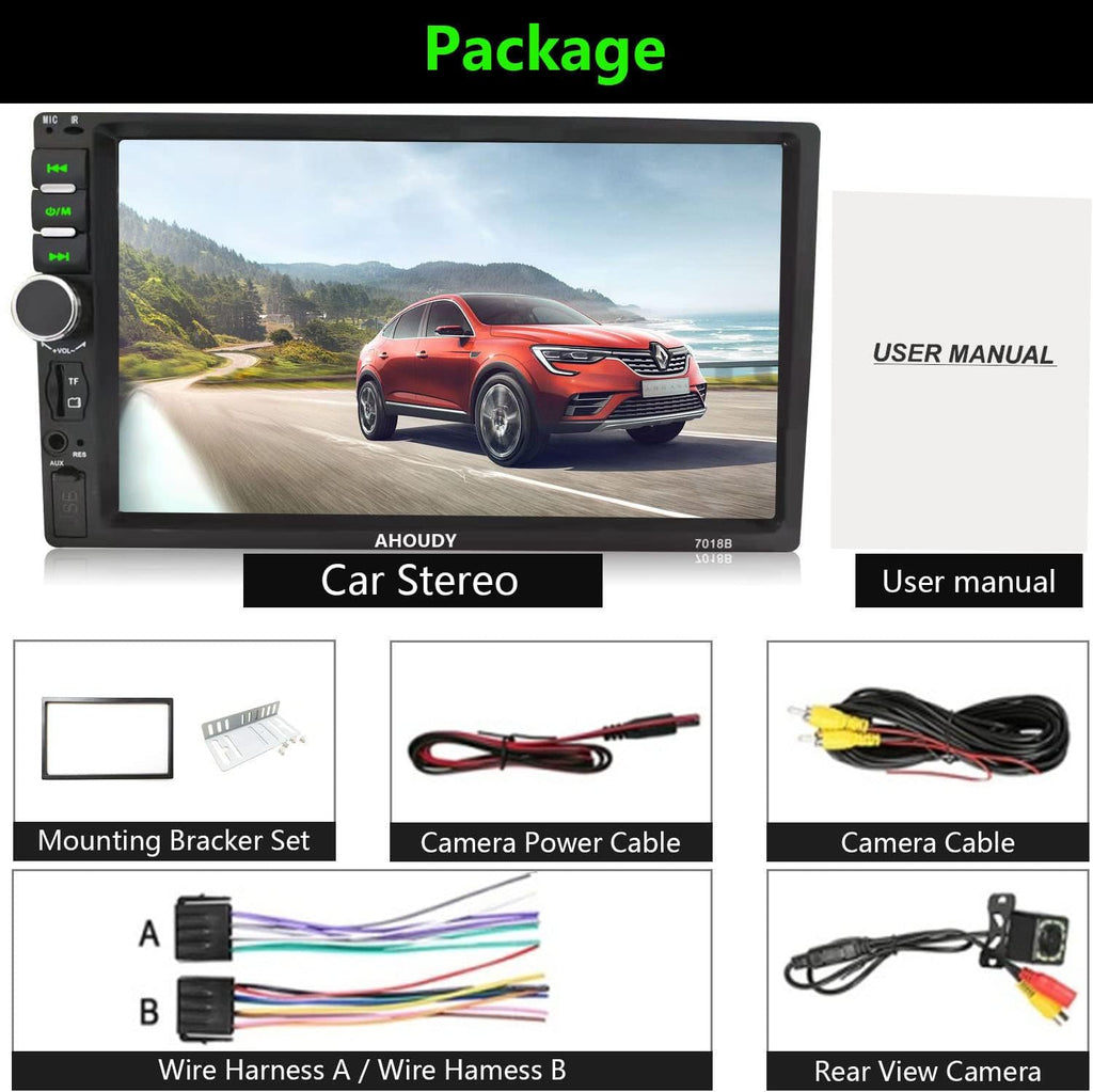 Double Din Car Stereo with Bluetooth and Backup Camera P658