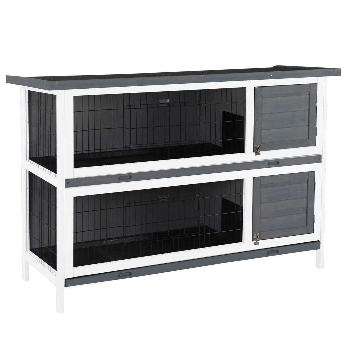 2-Story Wooden Rabbit Hutch with Lockable Doors V96940