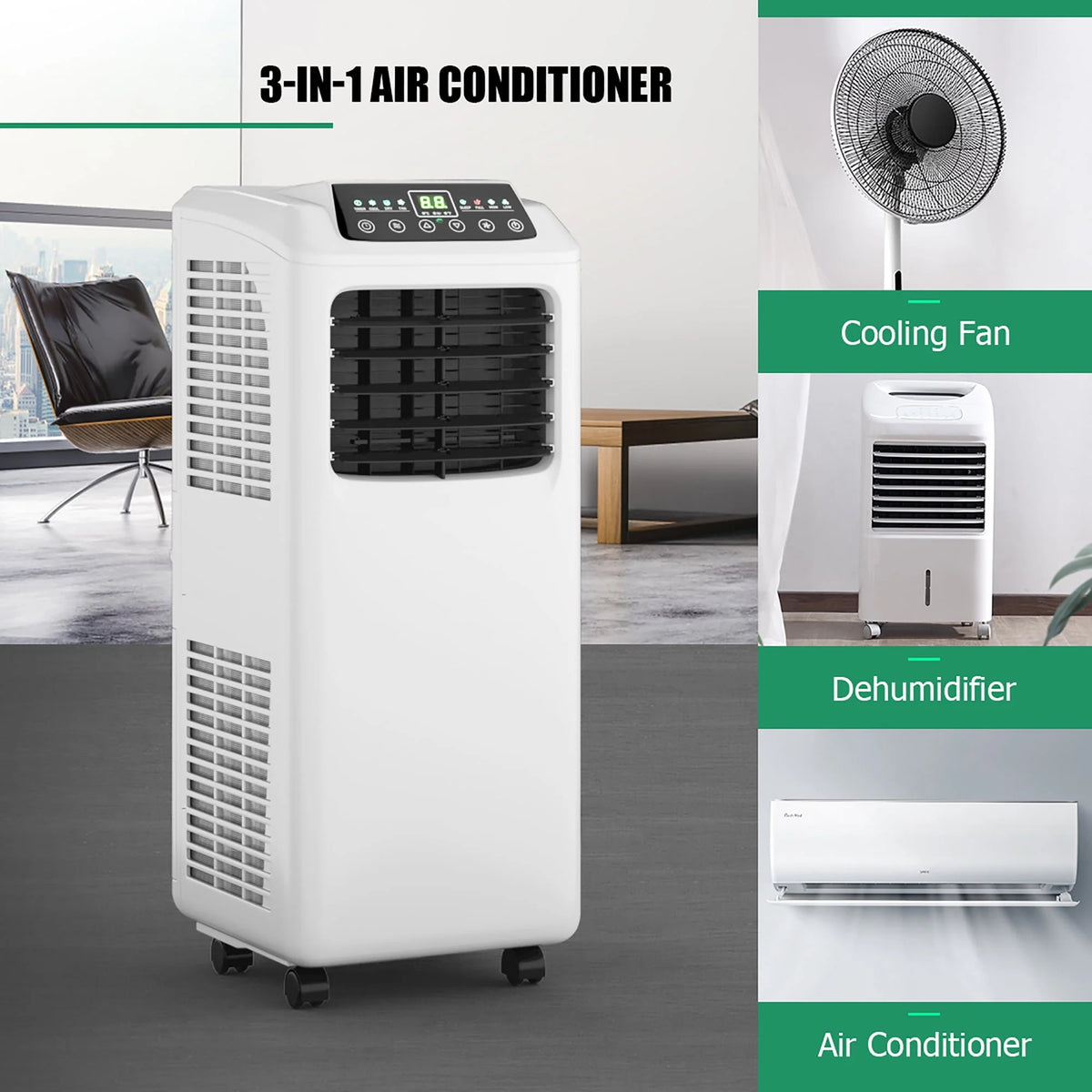5500 BTU 3-in-1 Portable Air Conditioner with Dehumidifier and Window Kit B45461