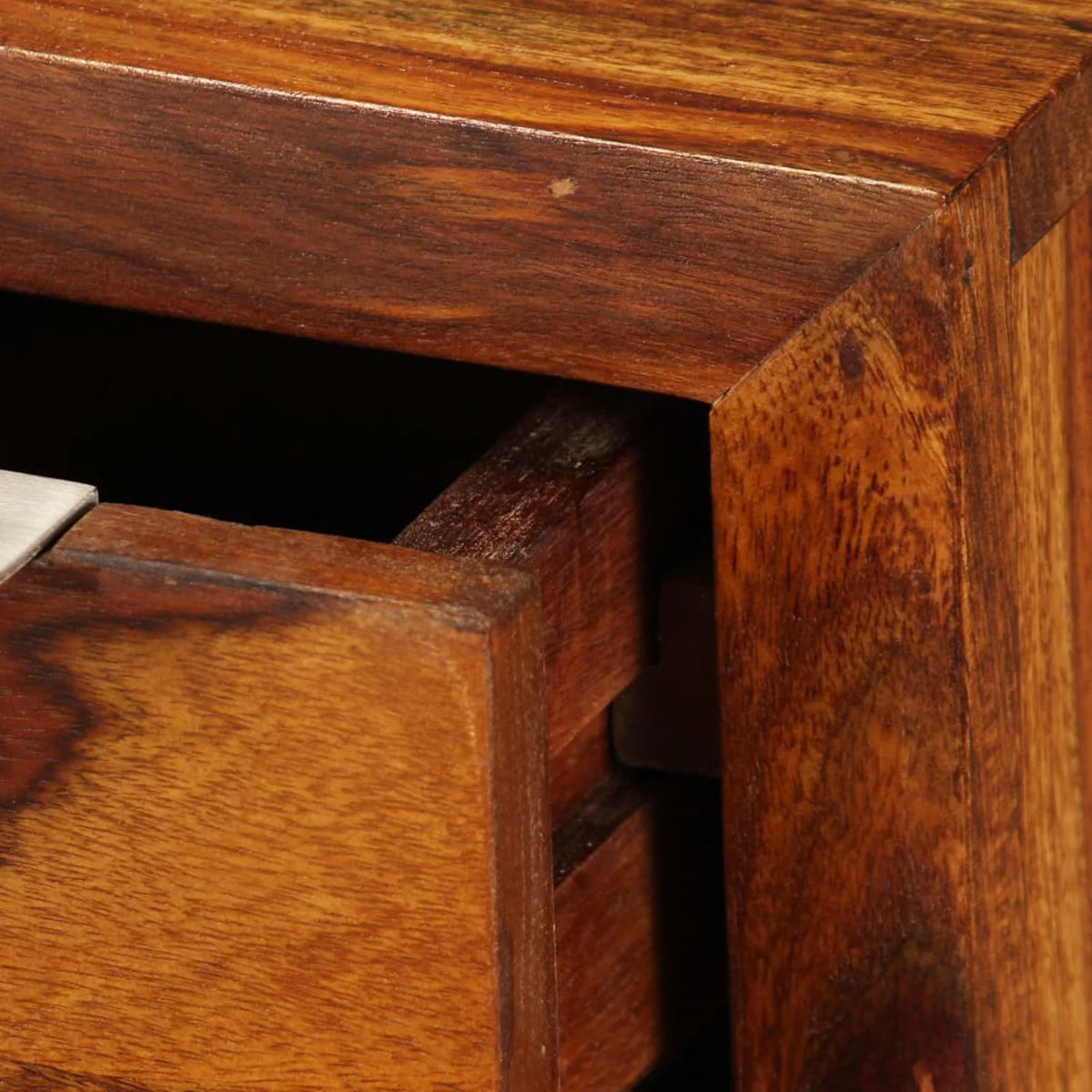 Sheesham Wood TV Stand with Door Cabinet and 2 Storage Drawers Z6028