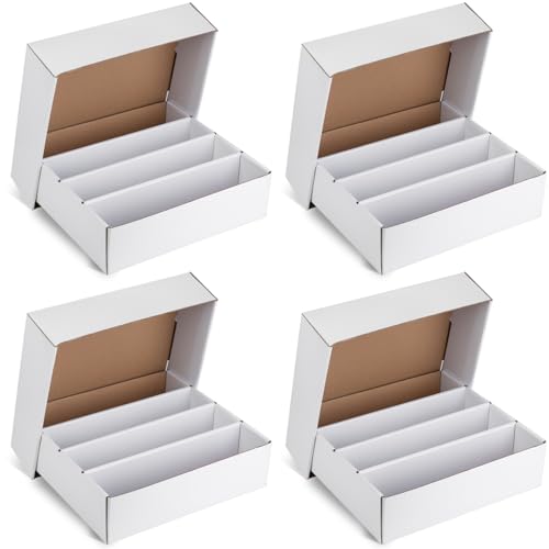 White Trading Card Storage Box with Sorting Tray and Sleeve Cases, 4 Sets C2208
