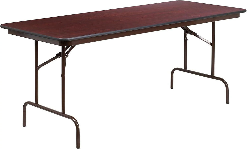 Mahogany Melamine Laminate Folding Banquet Table C413787