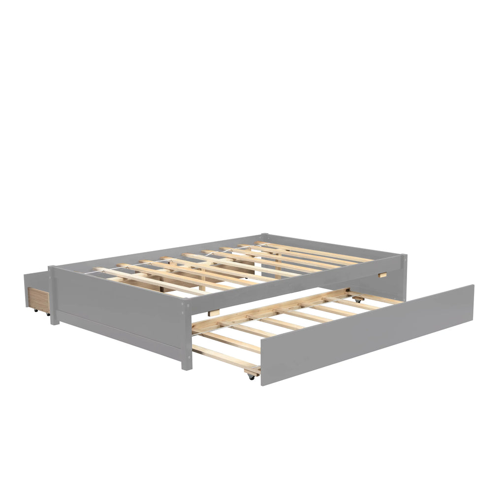 Beige Queen Size Upholstered Platform Bed Frame with Wooden Slats X91000