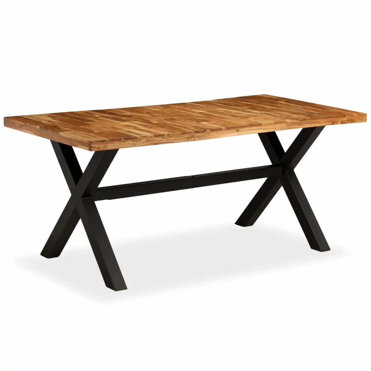 Wooden Dining Table with Acacia Mango Wood Tabletop Steel Legs Q186