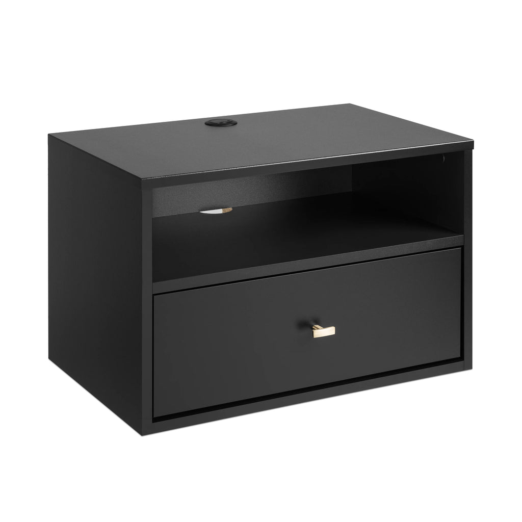 Black Floating Nightstand With Open Shelf P140165