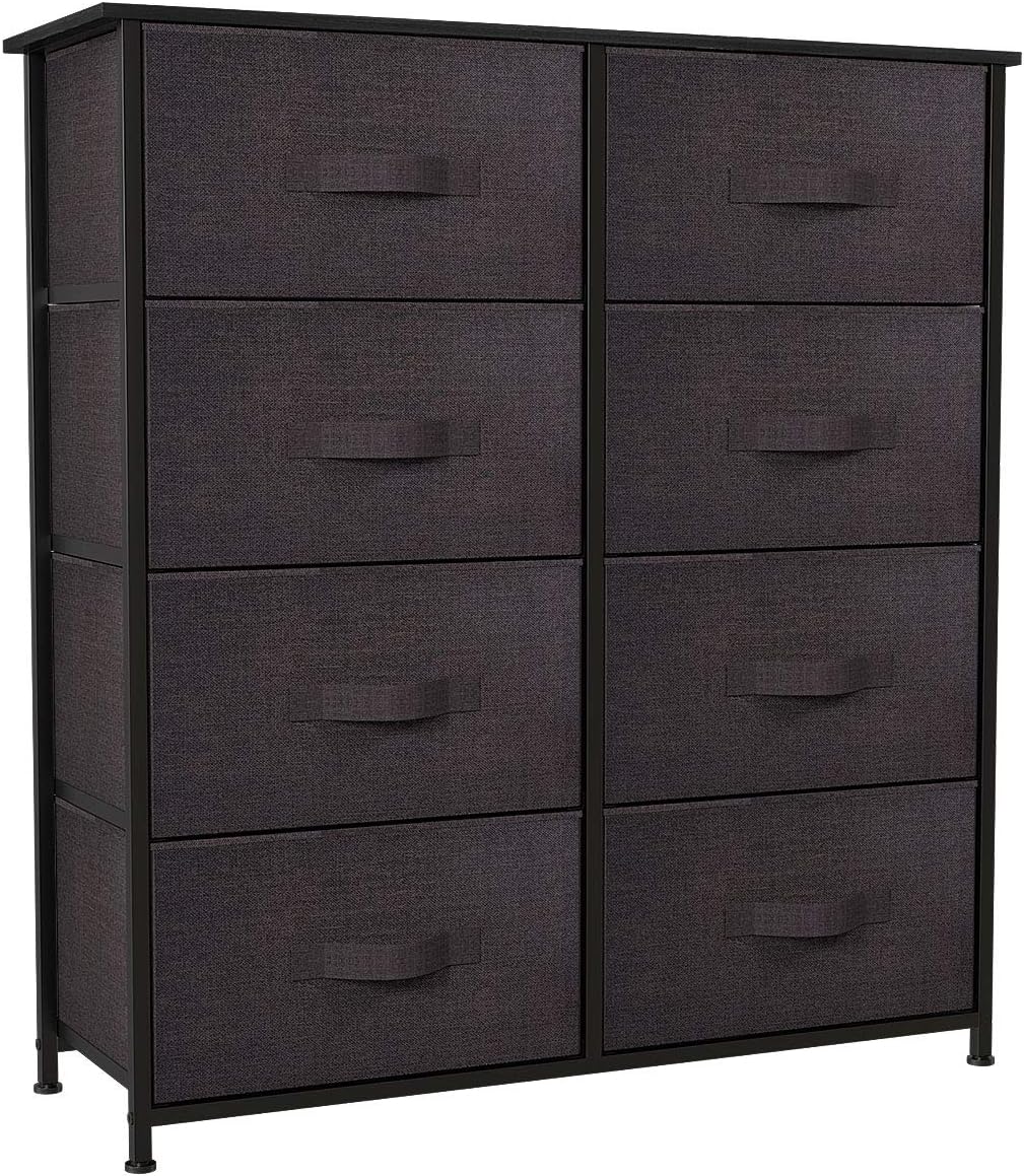 8 Drawer Fabric Dresser with Steel Frame and Wooden Top T226915