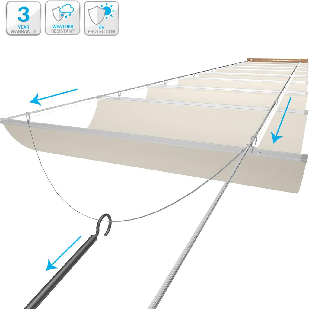 Waterproof Retractable Shade Cover 3'Wx16'L Beige N1775