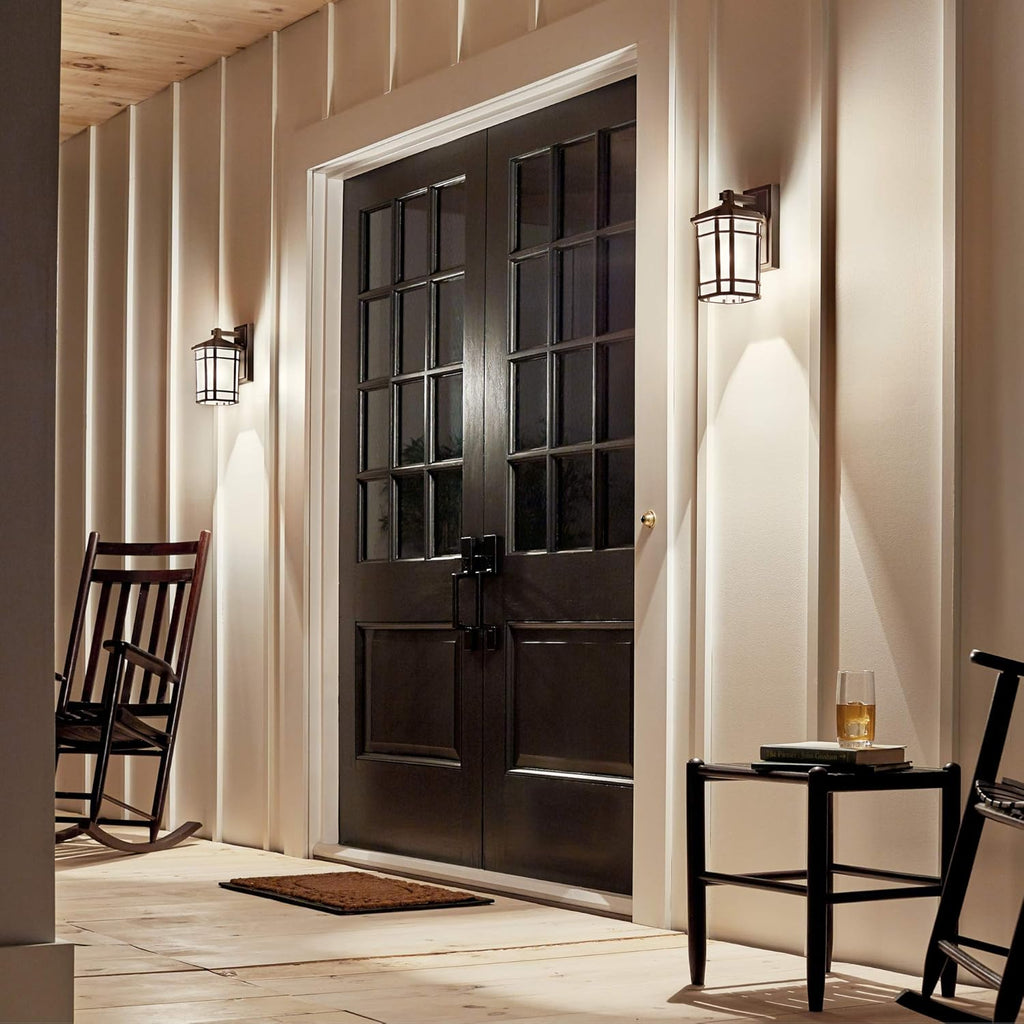 1 Light Outdoor Wall Light with Etched Linen Glass H241