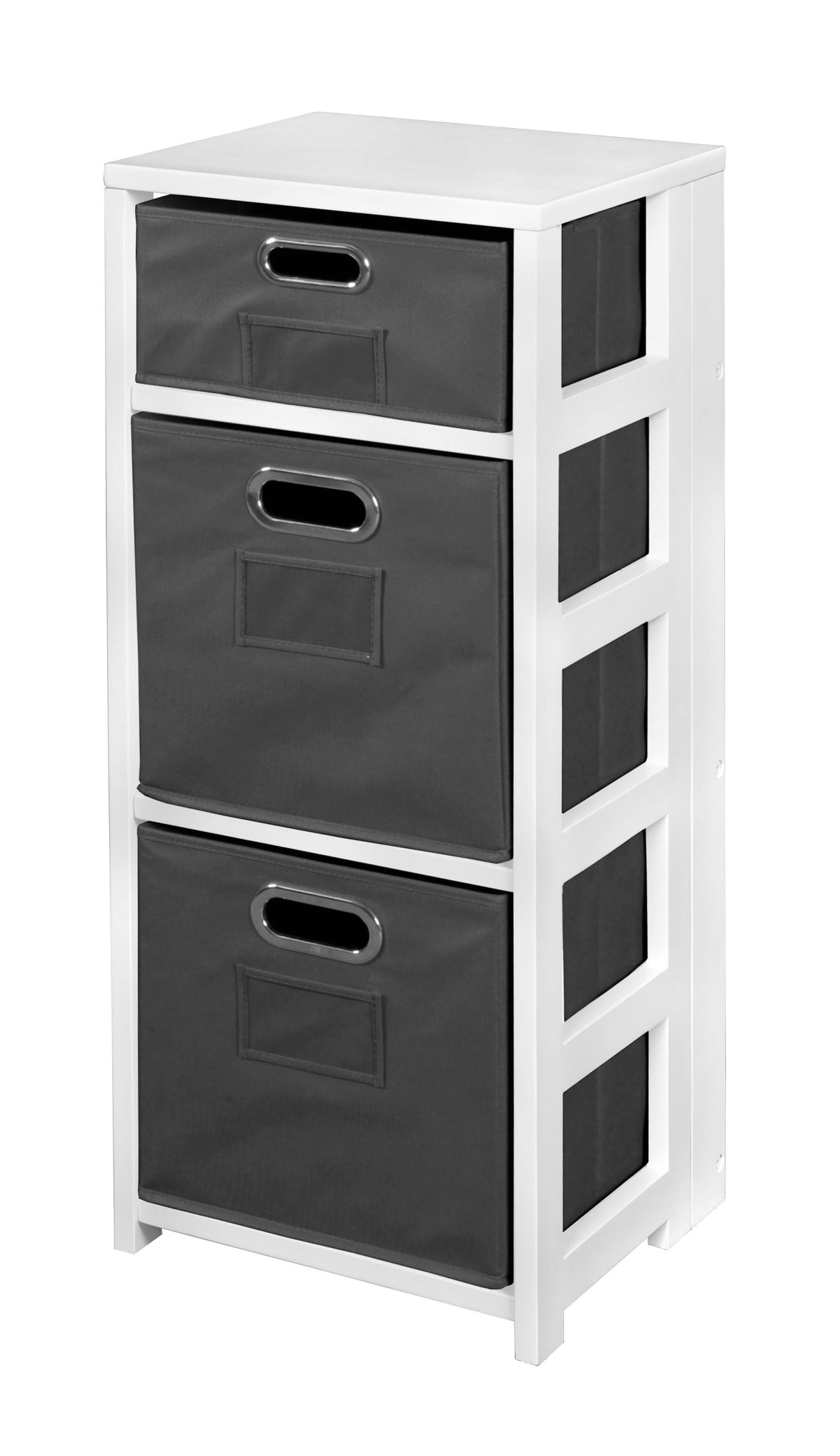 34 in. Square Folding Bookcase with Fabric Bins W87302
