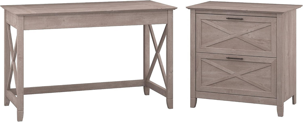 54W Computer Desk with Storage and 2 Drawer File Cabinet B125461