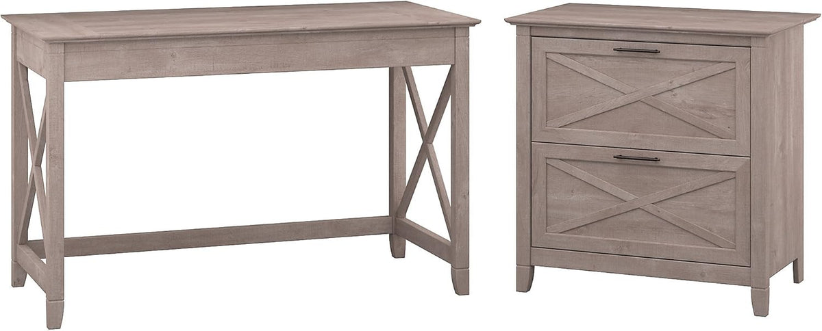 54W Computer Desk with Storage and 2 Drawer File Cabinet B125461