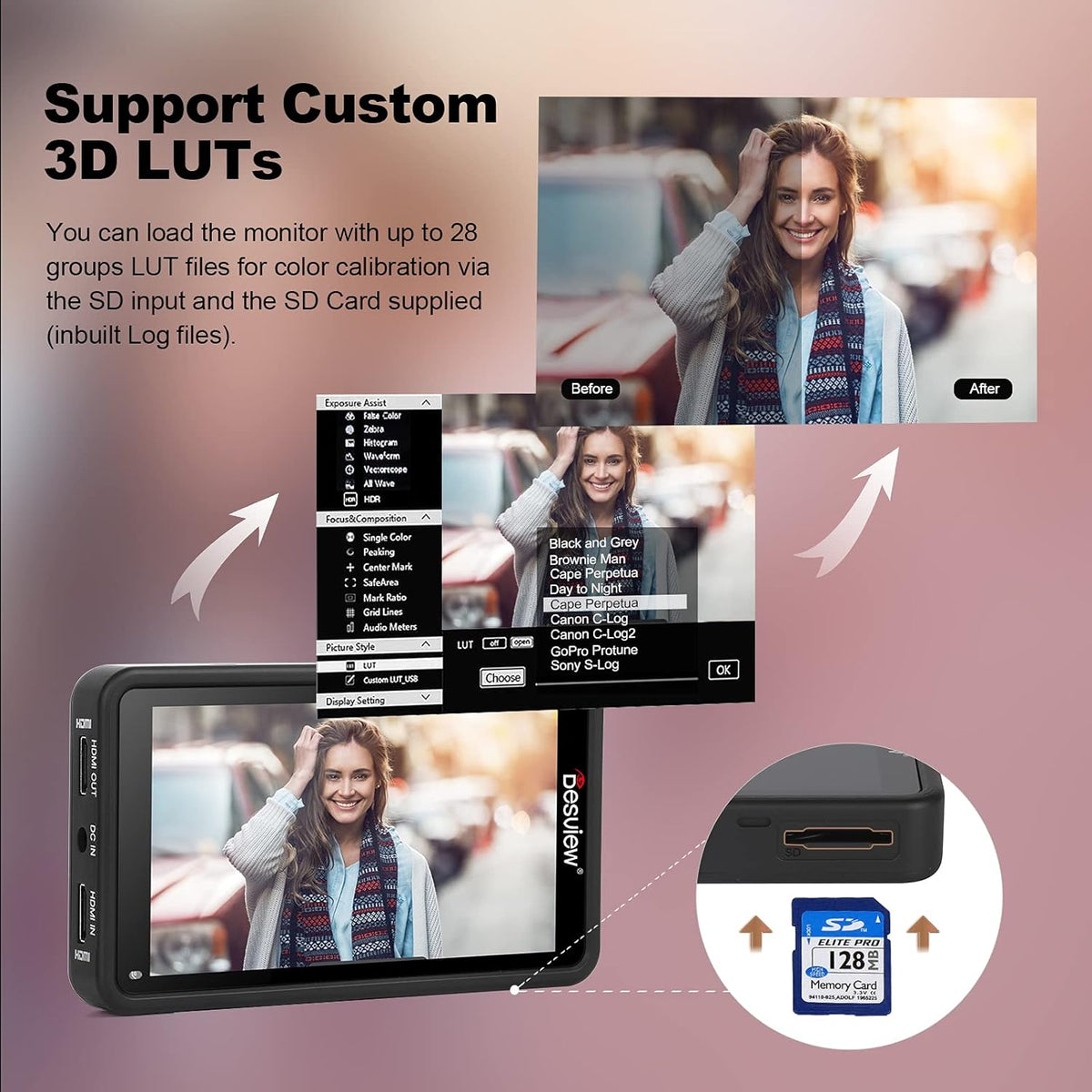 5.5 inch Touch Screen Camera Monitor 1920x1080 IPS 4K B7408