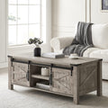 48-Inch Coffee Table with Sliding Barn Doors and Storage Cabinets G34377