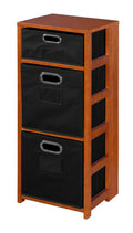 34 in. Square Folding Bookcase with Fabric Bins W87302