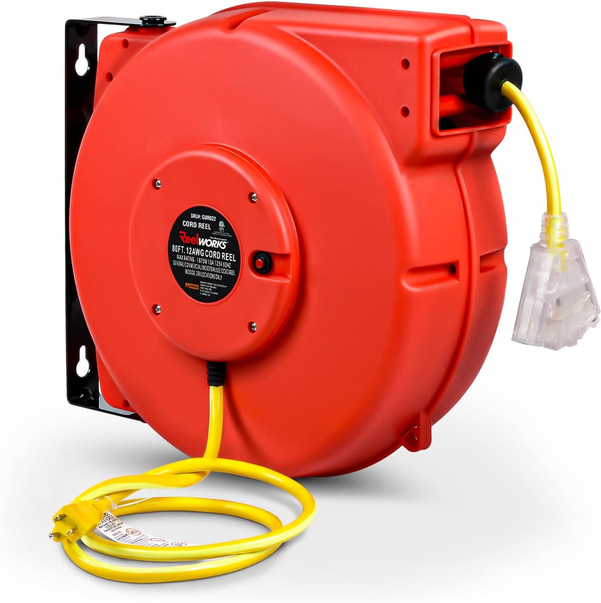 12awg x 80' Retractable Extension Cord Reel O2855
