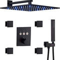 12 Inch Matte Black Thermostatic Rain Shower System J9602