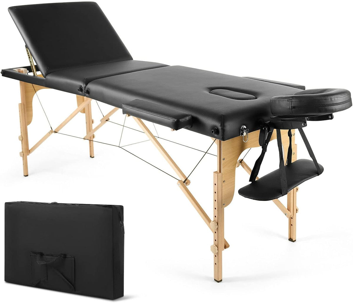 Black Adjustable Massage Table with Carrying Bag C6730
