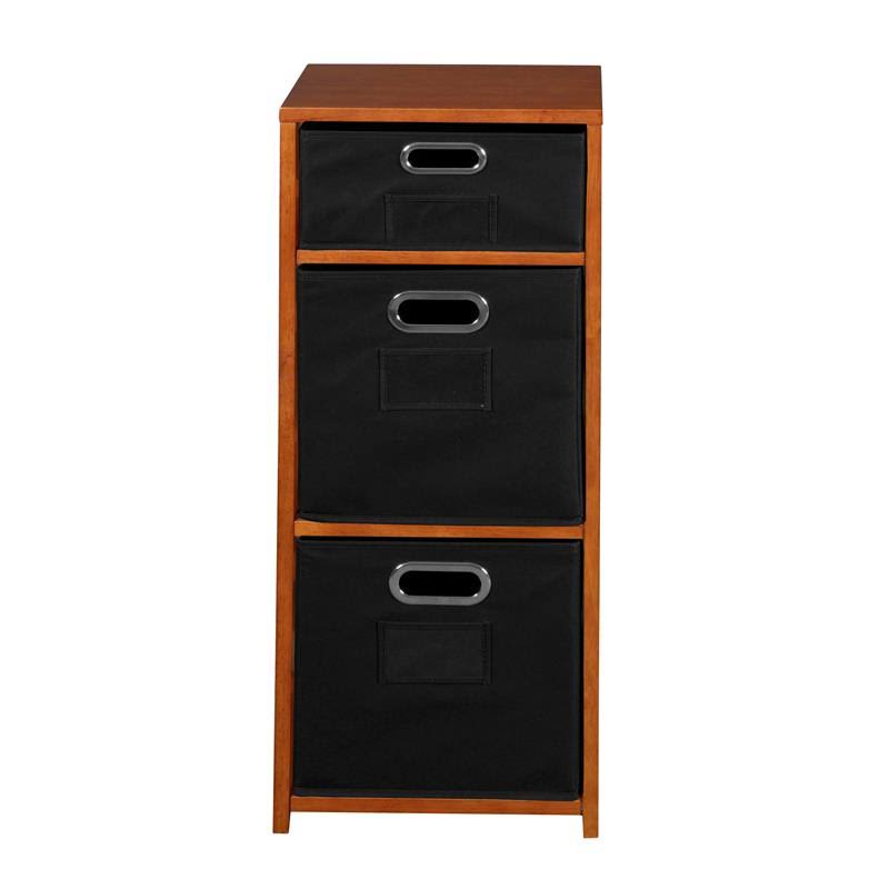 34 in. Square Folding Bookcase with Fabric Bins W87302